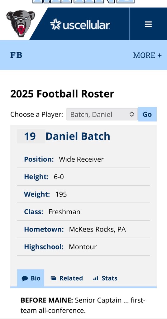<a href="/DanielBatch25/">Daniel Batch</a> is now with <a href="/BlackBearsFB/">Maine Football</a> and I am so proud of him.

Can’t wait to see you play. <a href="/WPIAL_Insider/">WPIAL Insider</a> <a href="/FCSNationRadio1/">FCS Nation Radio</a>