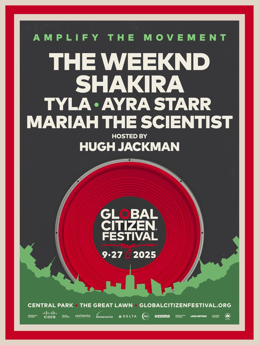 concertleaks's tweet image. The lineup for Global Citizen Festival in New York City has been announced, featuring performances from The Weeknd, Shakira, Tyla, Ayra Starr, and Mariah The Scientist!
Fans can win free tickets on the Global Citizen app, or purchase them below.
🎫: tinyurl.com/globalcitizen25