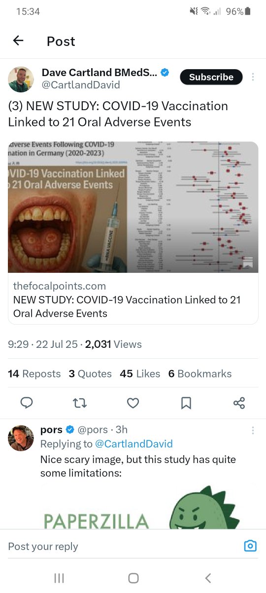 CpfcGal08's tweet image. Mr Cartland. You share an anti vax substack. Try reading the research.
Data taken from Vaers. 128 solicited (suspected) oral AEs! 🤦♀️
pmc.ncbi.nlm.nih.gov/articles/PMC93…