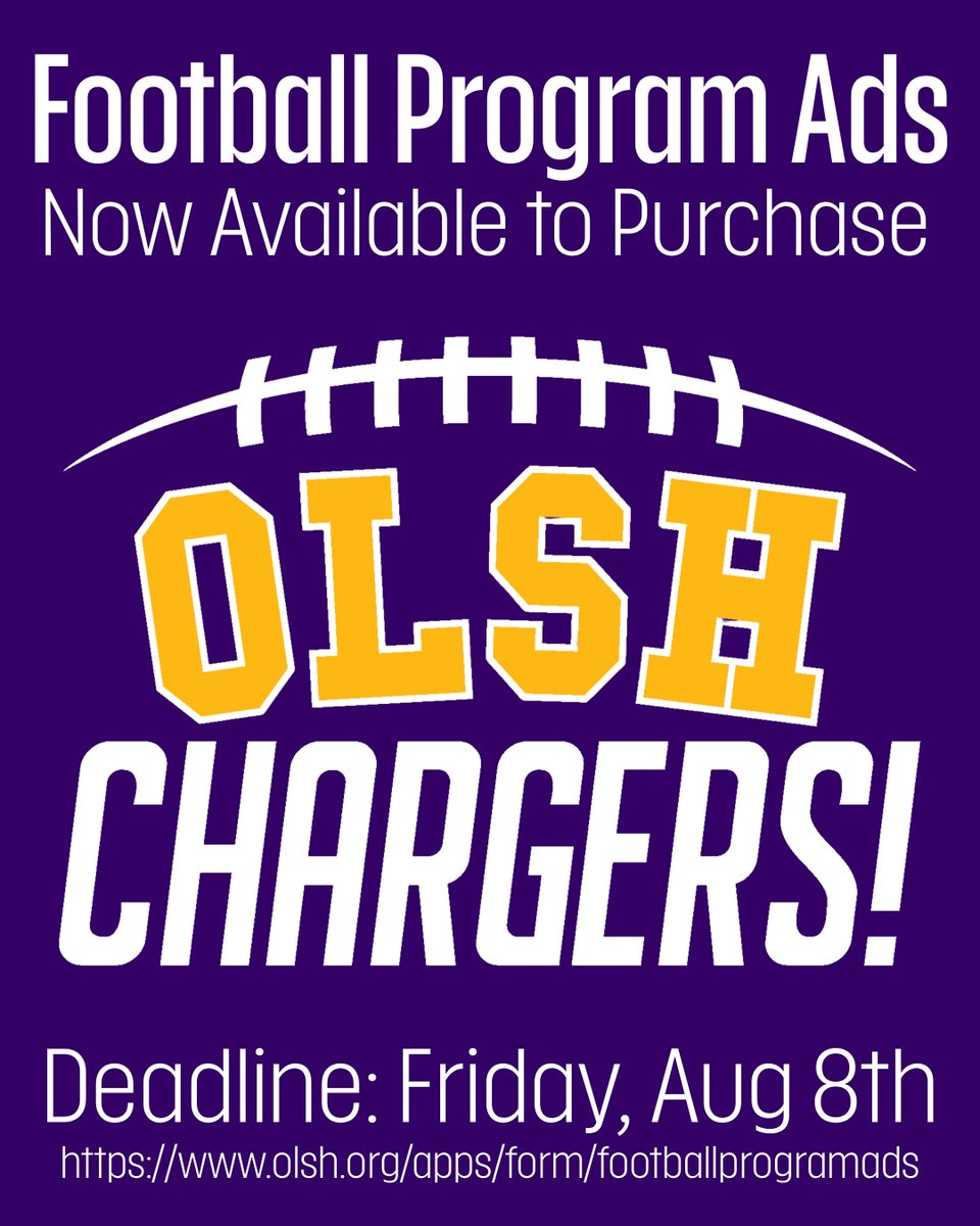 Is anyone interested in supporting a great group of young men and advertising with the Our Lady of Sacred Heart High School Football program? Follow the link below and purchase an ad for our program! Proceeds benefit the young men on our football team!

olsh.org/apps/form/foot…