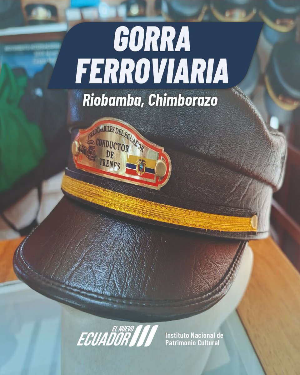 ¿Sabías que la tradicional gorra ferroviaria forma parte del patrimonio cultural textil del Ecuador? Este emblemático accesorio, usado por los maquinistas y trabajadores del tren, representa la historia viva del ferrocarril ecuatoriano, la gran obra que unió la Sierra y la Costa.