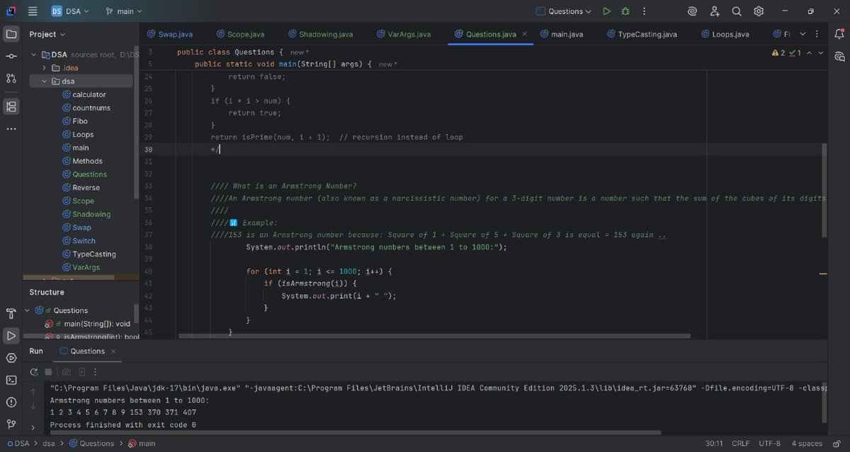 SaurabhSin8534's tweet photo. 🎯DAY 5 of #100DaysOfCode
> Revised Scoping
>Revised Shadowing
>Studied concepts of Functions
>Solved Some Questions (Armstrong specific)
>Completed method @kunalstwt
💻 Curious to solve questions of gfg ...
#60DaysOfDSA #DSAWithKunal
#learninginpublic https://t.co/LWSCFaRU5e
