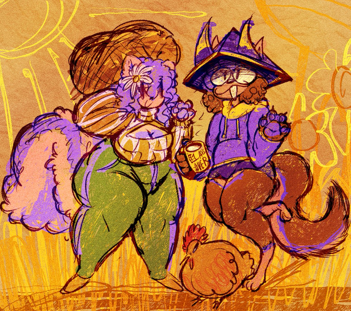 skunkiter's tweet image. jupy and oliver and the fuckin fat orpington