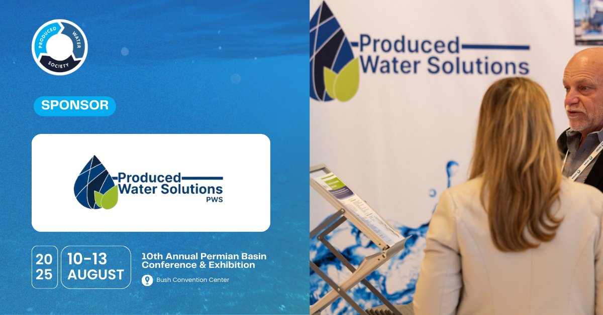 _producedwater's tweet image. 💡 Sponsor Spotlight: Produced Water Solutions💡

📅 August 11–13, 2025
📍 Bush Convention Center, Midland, Texas

 🌐 Register now at producedwatersociety.com