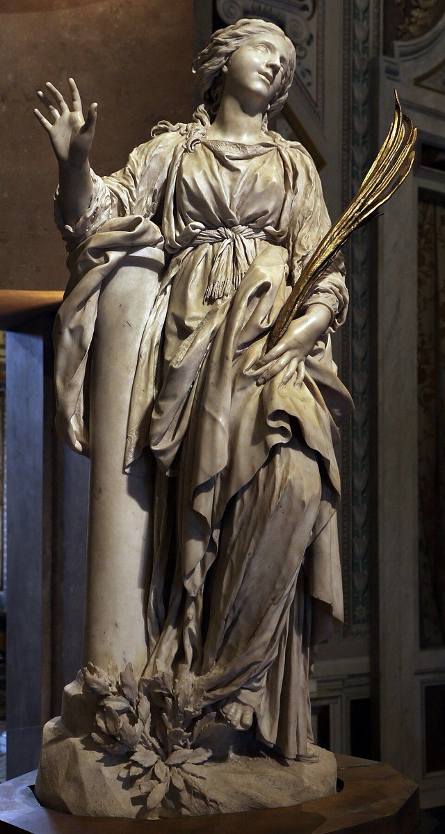 drjohanndsouza's tweet image. St. Bibiana is my favorite lesser known Saint. Bernini depicts her with the pillar on which she was scourged to death by lead ropes.
The original column is preserved in the back of the church: