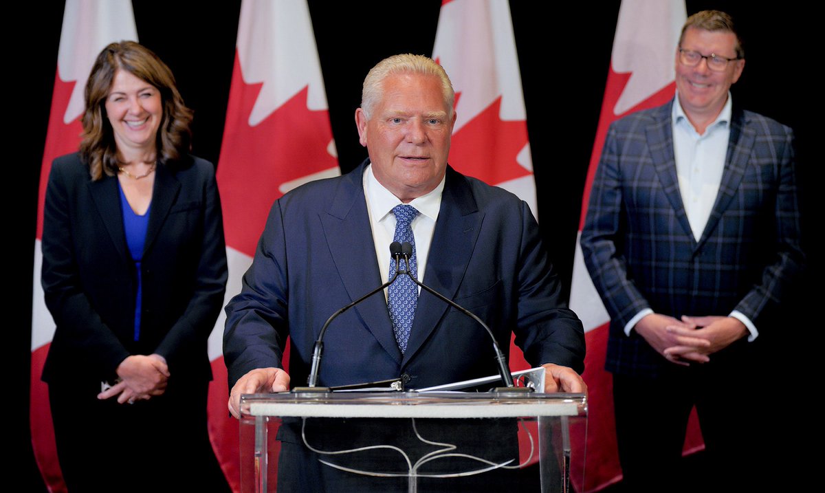 fordnation's tweet image. I was thrilled to join Premier @ABDanielleSmith of Alberta to extend our agreement to include @PremierScottMoe of Saskatchewan to build pipelines, rail lines and trade corridors to move Ontario critical minerals and Western Canadian oil and gas to new markets.
Together, we’re…
