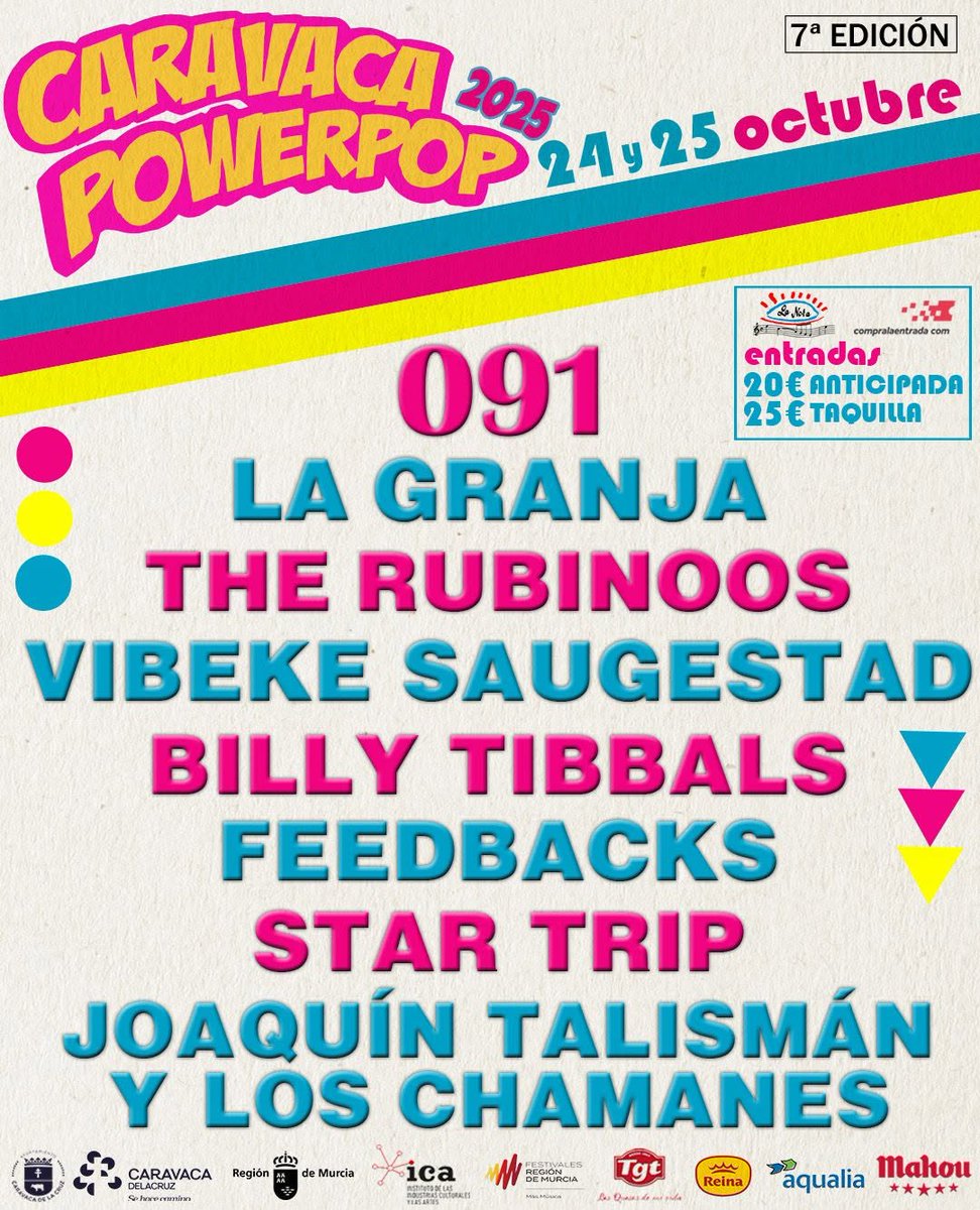 Solo hay que pagar 20 euros para ver el 25 a los granadinos 091, los estadounidense The Rubinoos, los noruegos Vibeke Saugestad y los asturianos Feedbacks, con el resto de conciertos, catas de cerveza y pinchadas de vinilos gratuitas en la localidad del Noroeste murciano.