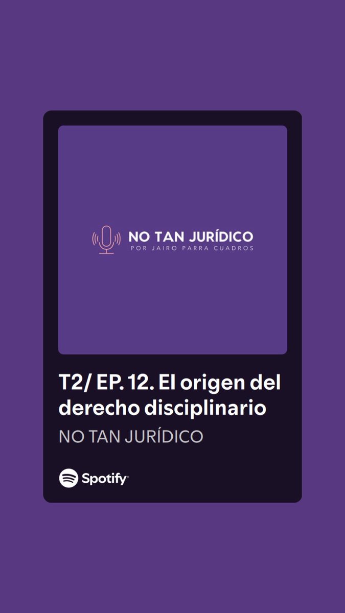 jairoparrac's tweet photo. EL ORIGEN DEL DERECHO DISCIPLINARIO. En este nuevo episodio de NO TAN JURÍDICO, exploramos con Mario Felipe Daza @mariodaza el origen del derecho disciplinario y nos preguntamos por qué disciplinamos, destacando: 
 
·      El significado de disciplinar y su dimensión más allá del castigo.
·      La disciplina como fenómeno social y regulador de conductas.
·      La importancia de los contextos históricos para comprender el surgimiento de las normas disciplinarias.
·      El derecho disciplinario en las sociedades de cazadores-recolectores
·      El papel de las culturas antiguas en el origen de las normas disciplinarias.
·      La transición del orden espiritual o religioso al orden jurídico.
·      Lecciones del recorrido histórico para la visión contemporánea del sistema disciplinario.
·      Identidad y particularidades del “derecho disciplinario colombiano”.
 
Este episodio va más allá del derecho disciplinario. Es de interés para quienes deseen conocer de dónde provienen conceptos como disciplina, orden o control social.

YouTube: https://t.co/peboJjveL2

Spotify: https://t.co/k6V1CfR2Sp

Apple Podcasts: https://t.co/d2yp5FWoup