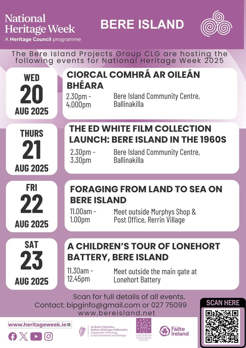 We’re looking forward to a packed programme for <a href="/HeritageWeek/">National Heritage Week</a> on #BereIsland