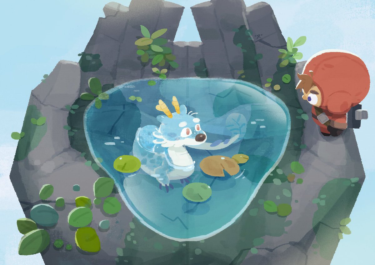 「這麼高的地方竟然有一隻小水龍......」