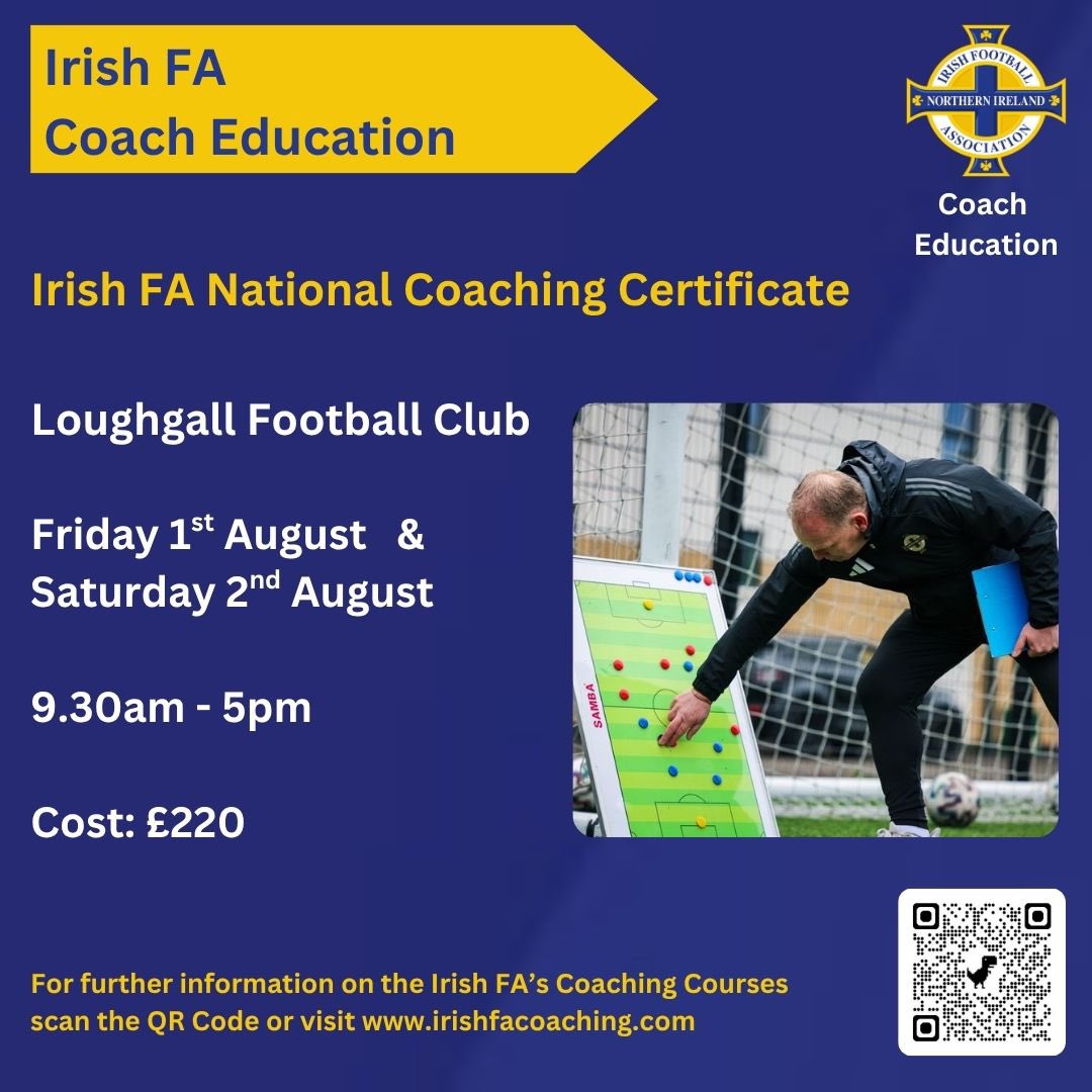 Ciaran Donaghy (@ciarandonaghy) on Twitter photo Irish FA National Coaching Certificate next week <a href="/LoughgallFC/">Loughgall FC</a>! 📚 💻
Great opportunity for Grassroots Coaches (or parents about to be “persuaded” to help out 👀) to do the course ahead of the new Football season starting up! ⚽️
Register here: irishfacoaching.com/products/irish… Irish FA National Coaching Certificate next week <a href="/LoughgallFC/">Loughgall FC</a>! 📚 💻
Great opportunity for Grassroots Coaches (or parents about to be “persuaded” to help out 👀) to do the course ahead of the new Football season starting up! ⚽️
Register here: irishfacoaching.com/products/irish…