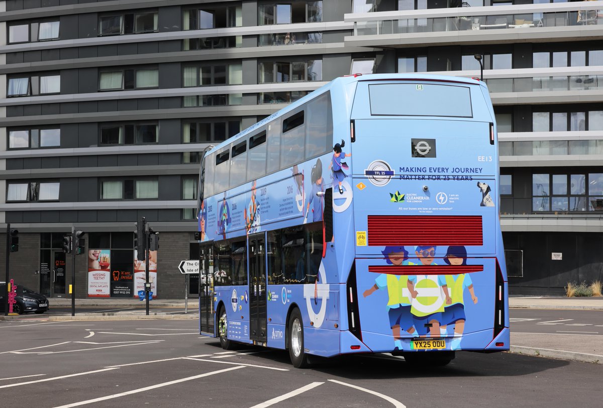 TfL's tweet image. Spotted: Our TfL 25 wrapped buses 👀
To celebrate our 25th birthday we’re wrapping 8 of our transport modes with our iconic roundel and key improvements over the past 25 years 💙
