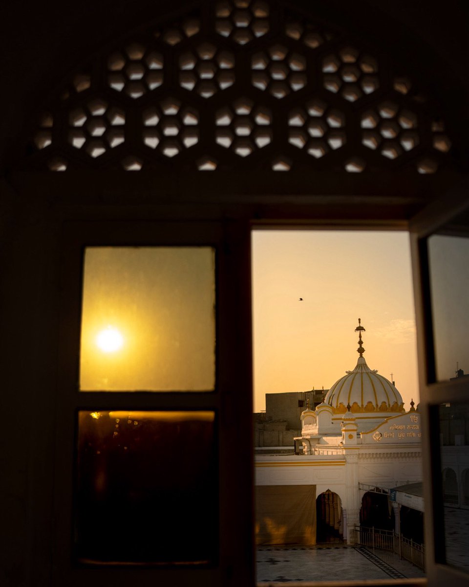 SikhLens's tweet image. A window to Janam Asthan 📍Nankana Sahib
As the sun sets over the birthplace of Guru Nanak Dev Ji, this sacred view glows with centuries of devotion and timeless light.
History breathes here.
#SikhLens #NankanaSahib #GuruNanakDevJi #JanamAsthan #SikhHeritage