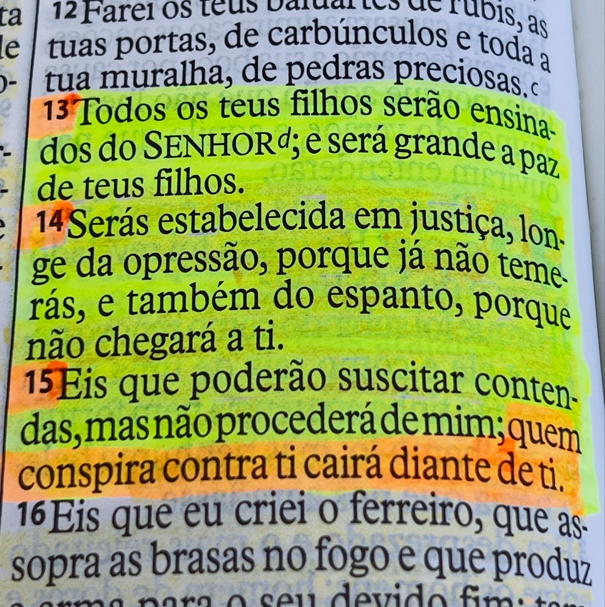 NergerGabriel's tweet image. Isaías 54
15. Eis que poderão suscitar contendas, mas não procederá de mim; quem conspira contra ti cairá diante de ti.