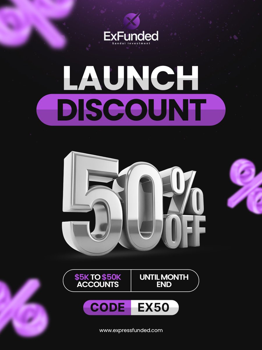 Expressfunded's tweet image. We just went LIVE with a fresh new look, a powerful new platform, and the same commitment to funding talented traders the express way!

🎉 To mark the rebrand, we’re offering an exclusive 50% DISCOUNT on $5K to $50K accounts.
💰 Use Code: EX50
📅 Valid until month end, don’t…