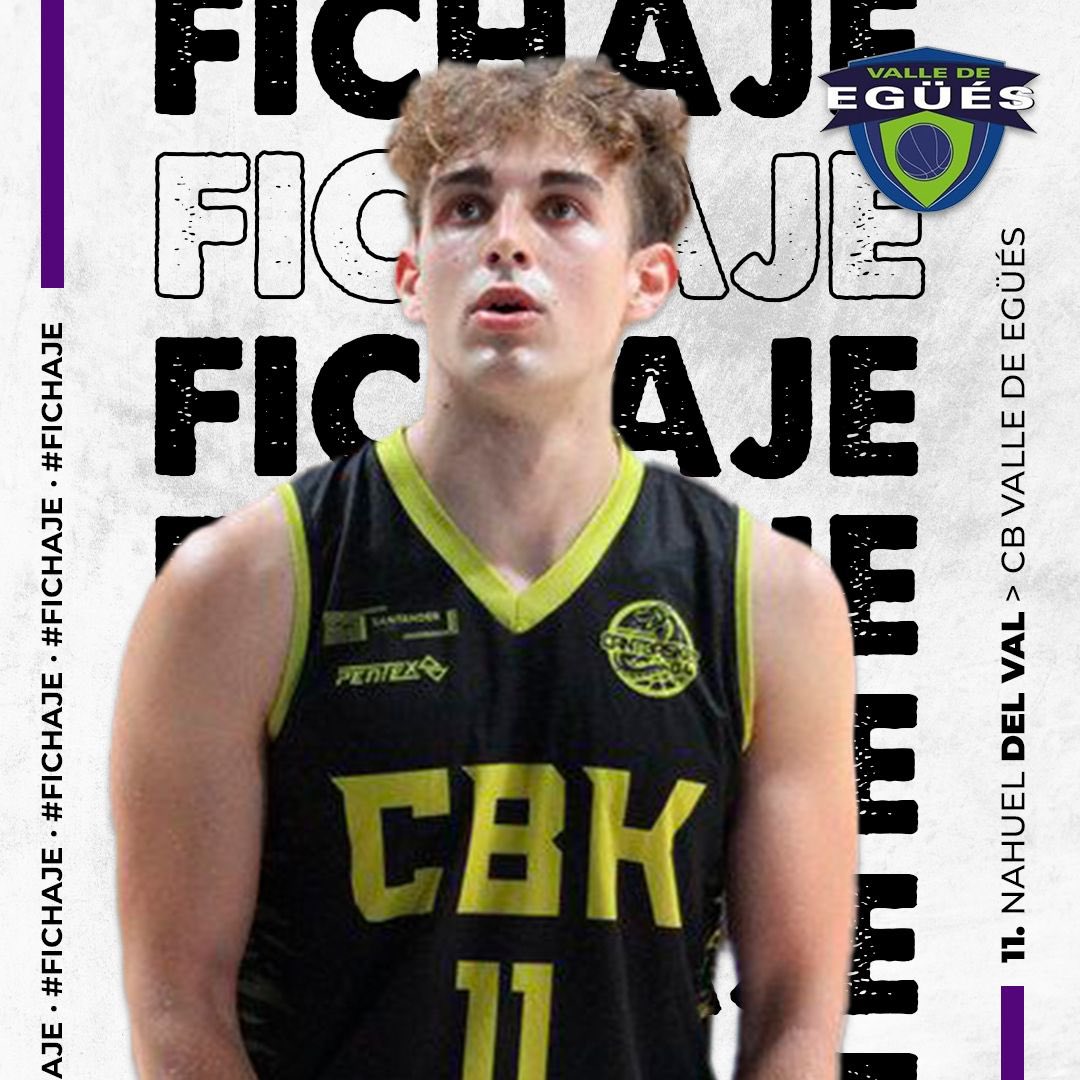 🚨🔏FICHAJE| Nos complace anunciar el acuerdo entre el <a href="/EguesBaloncesto/">CB Valle de Egüés</a> y <a href="/nahueldelval/">Nahuel del Val</a>, escolta de 187 cm nacido en el año 2001 para la próxima temporada. El escolta de Bilbao hará arder las redes en su primera campaña en la Segunda FEB. ¡Enhorabuena!