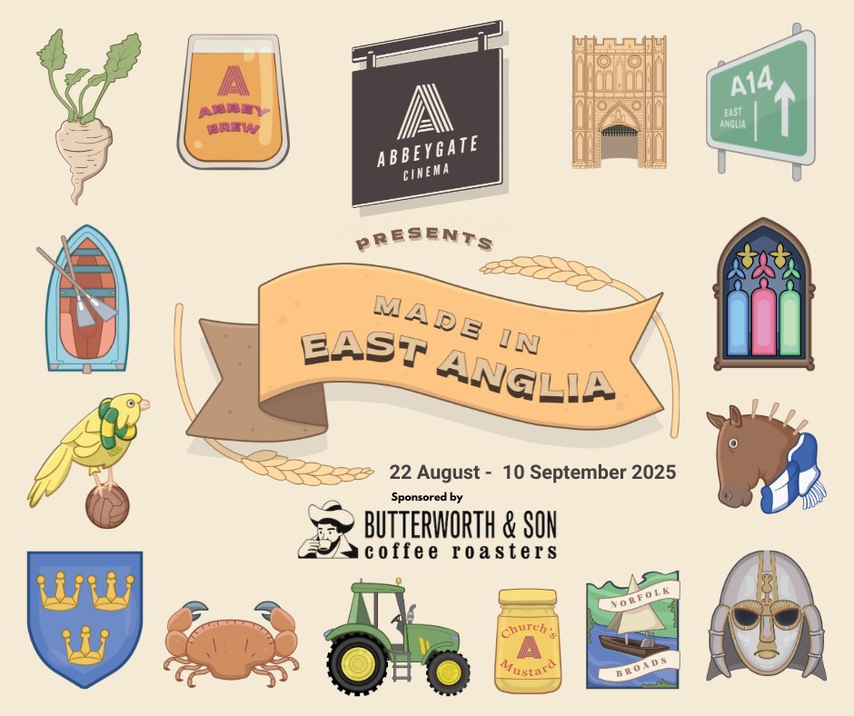 TheAbbeygate's tweet image. 🎬 BIG NEWS: Made in East Anglia is coming to Abbeygate Cinema! 🎉
From local legends to blockbuster hits filmed right here — join us for Q&As, tours & more!
🗓️ 22 Aug–10 Sep
🎟️bit.ly/MadeinEastAngl…
#MadeInEastAnglia #AbbeygateCinema #FilmFestival #EastAngliaOnScreen