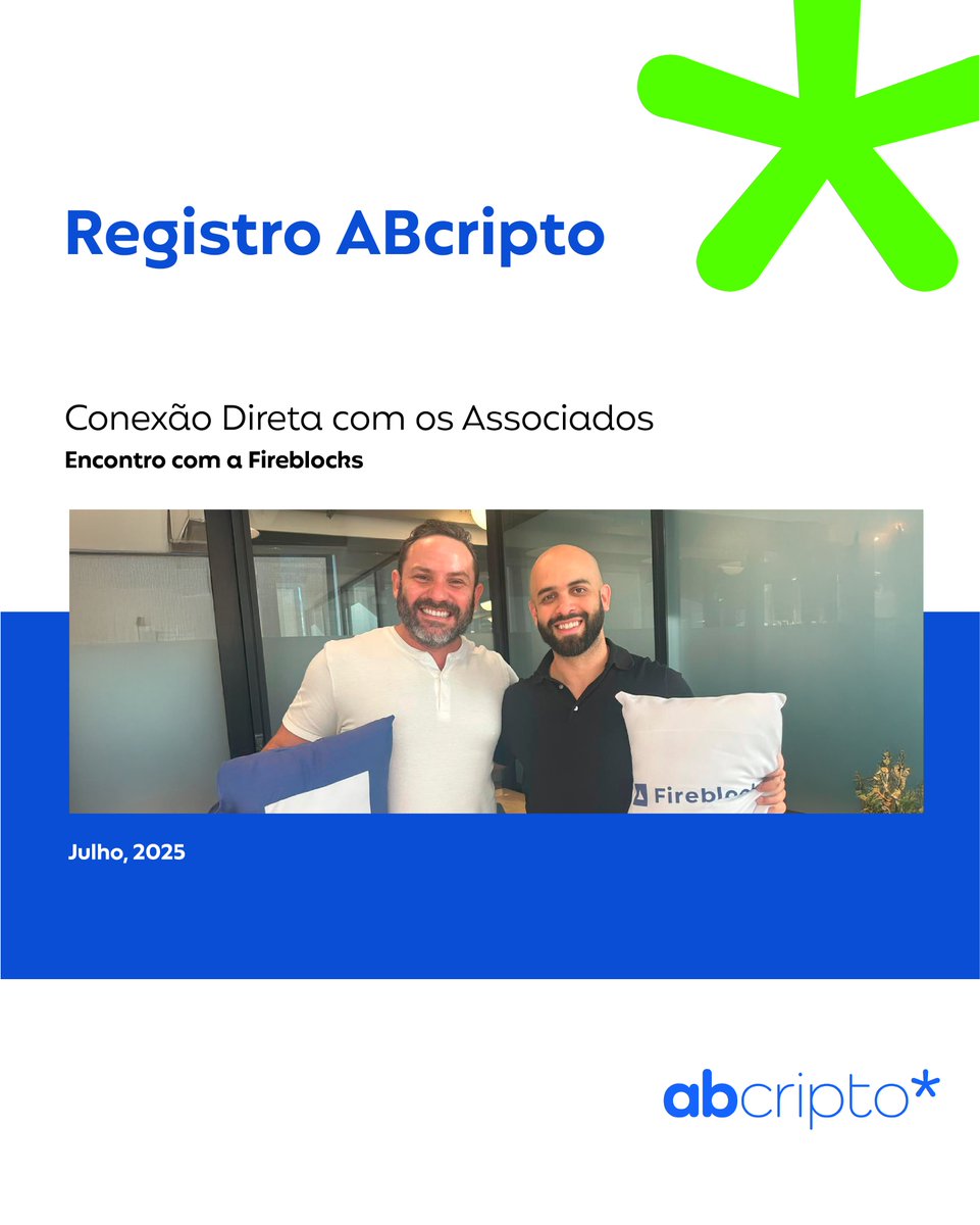 ABcripto (@abcriptooficial) on Twitter photo 🤝A ABcripto esteve no escritório da <a href="/FireblocksHQ/">Fireblocks</a> para mais um encontro do Conexão Direta com Associados.
Bernardo Srur se reuniu com Jorge Borges, Head of Sales & Strategic Business Development, para entender de perto os desafios e contribuições da Fireblocks para o setor. 🤝A ABcripto esteve no escritório da <a href="/FireblocksHQ/">Fireblocks</a> para mais um encontro do Conexão Direta com Associados.
Bernardo Srur se reuniu com Jorge Borges, Head of Sales & Strategic Business Development, para entender de perto os desafios e contribuições da Fireblocks para o setor.