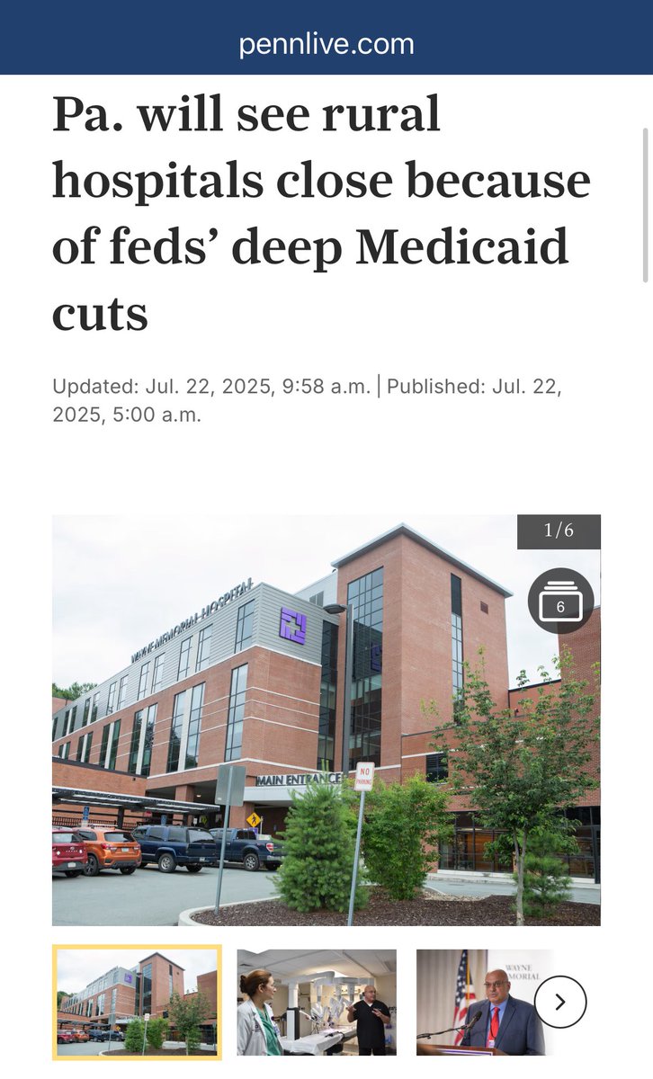 PaSuburbsGuy's tweet image. Hey, @PennLive. This is sheer ignorance at best; or a lie. 1) medicaid spending goes up 6.7% in 2026 & 27. (2) #OBBB has $50 Billion in aid for rural hospitals. 3) in 2027, medicaid won’t cover illegals, or single, able bodied adults unless they volunteer/work. Do you disagree?
