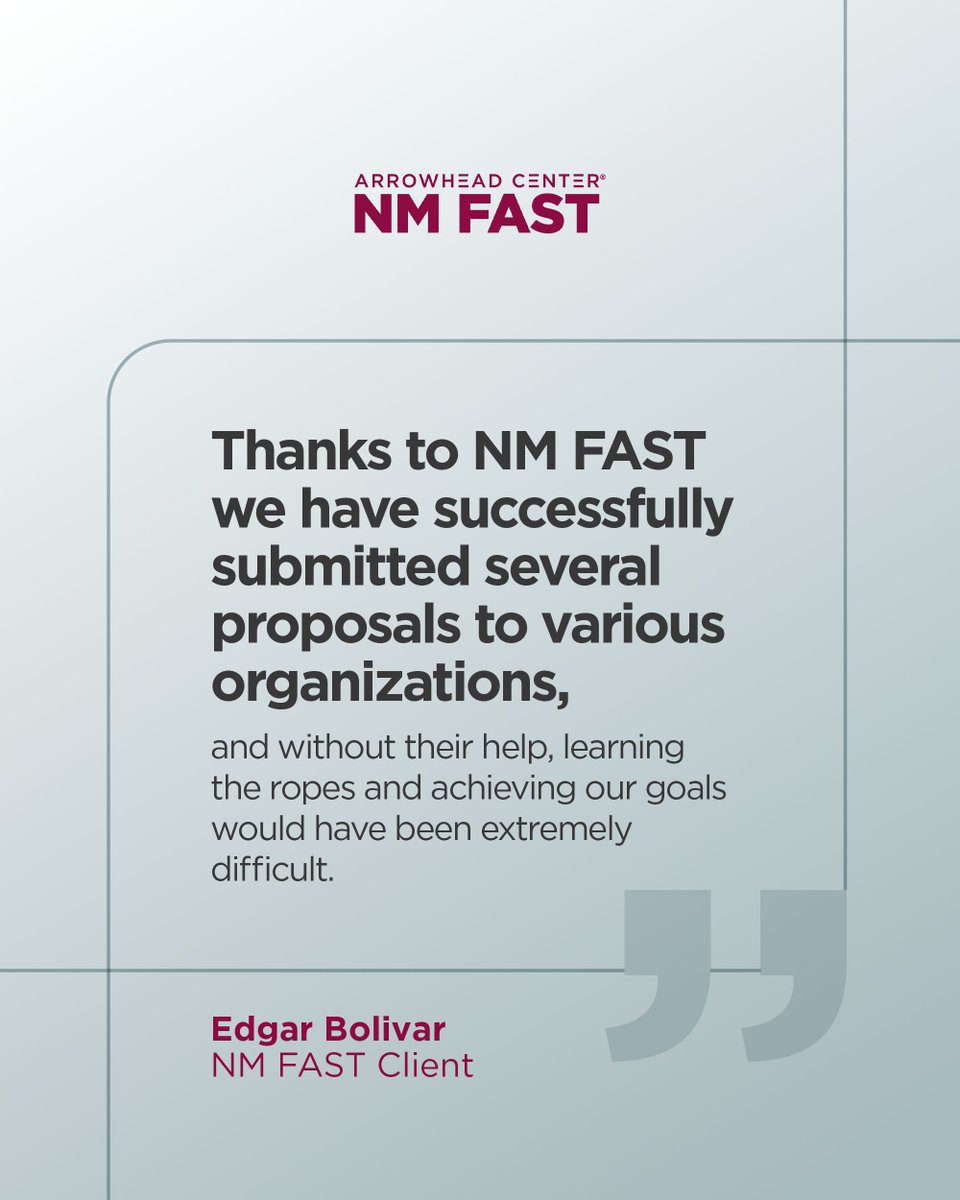 NM_Fast's tweet image. The funding landscape can be overwhelming—especially when you’re applying to more than one agency. NM FAST helped Edgar Bolivar simplify the process and submit with success.