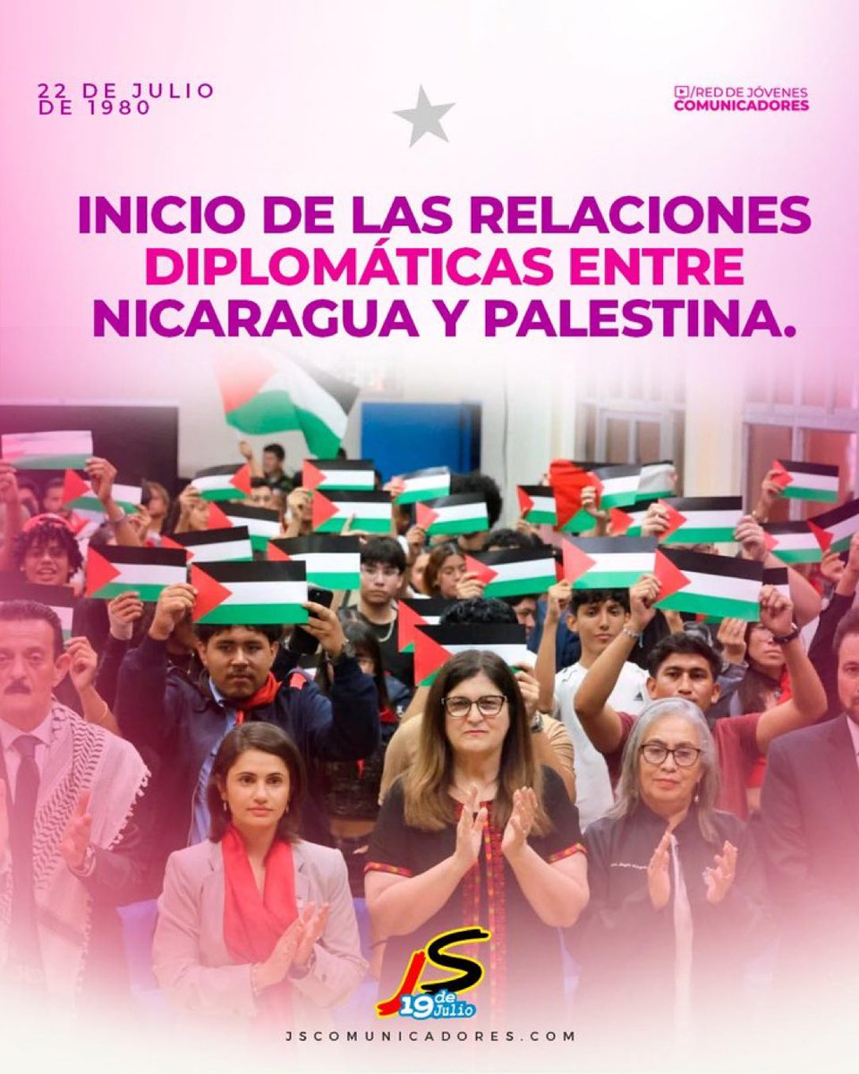 FloryCantoX's tweet image. 🇵🇸🇳🇮 Un día como hoy, hace 45 años dieron inicio las relaciones diplomáticas entre #Nicaragua y #Palestina
