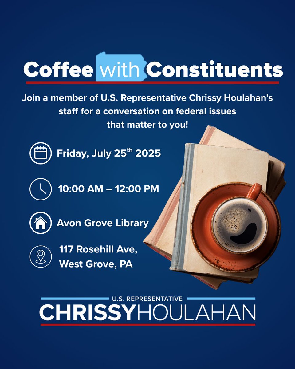 RepHoulahan's tweet image. This Friday from 10–12, join a member of my staff to talk through federal issues that matter to you! • Social Security • IRS issues • Passports • VA Benefits • Medicare • and more!