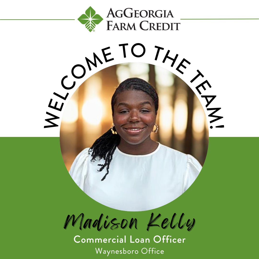 Join us in welcoming Madison Kelly to the AgGeorgia team as a Commercial Loan Officer in our Waynesboro office!
A proud Fort Valley State University alum, Madison holds a degree in Agricultural Economics with a focus on Agribusiness and Marketing Management.