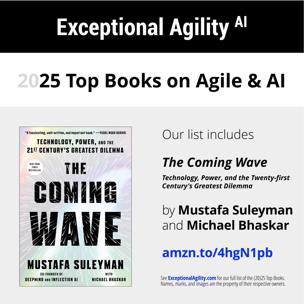 EA_x_AI's tweet image. Level up your expertise and skillset with our top book picks for 2025. 

Featured AI book: "The Coming Wave: Technology, Power, and the Twenty-First Century's Greatest Dilemma"

Get it on Amazon: amzn.to/4hgN1pb

#AI #AIBook #TheComingWave #AIExpertise #AISkillset