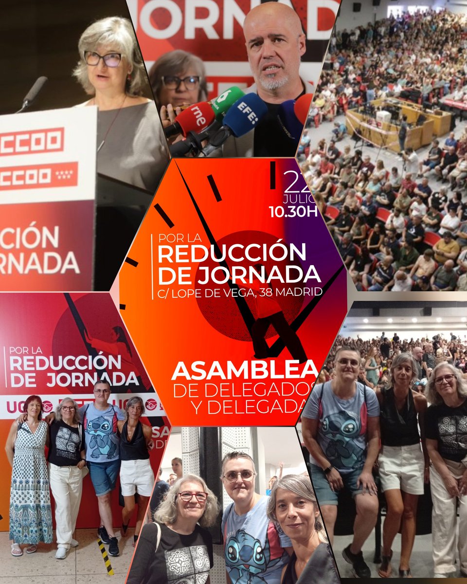Ccoo_FH_ciempo's tweet photo. #ccoo Salimos de esta asamblea con un compromiso claro: Reducción de la jornada laboral sin demoras para mejorar la vida de quienes trabajan y avanzar hacia la equidad. 
#JornadaLaboral
#ReducciónDeJornada
#EquidadLaboral
@CCOOSanidadMad @lasvegasccoo @palomalopezB @UnaiSordo https://t.co/PNMOozHl0I