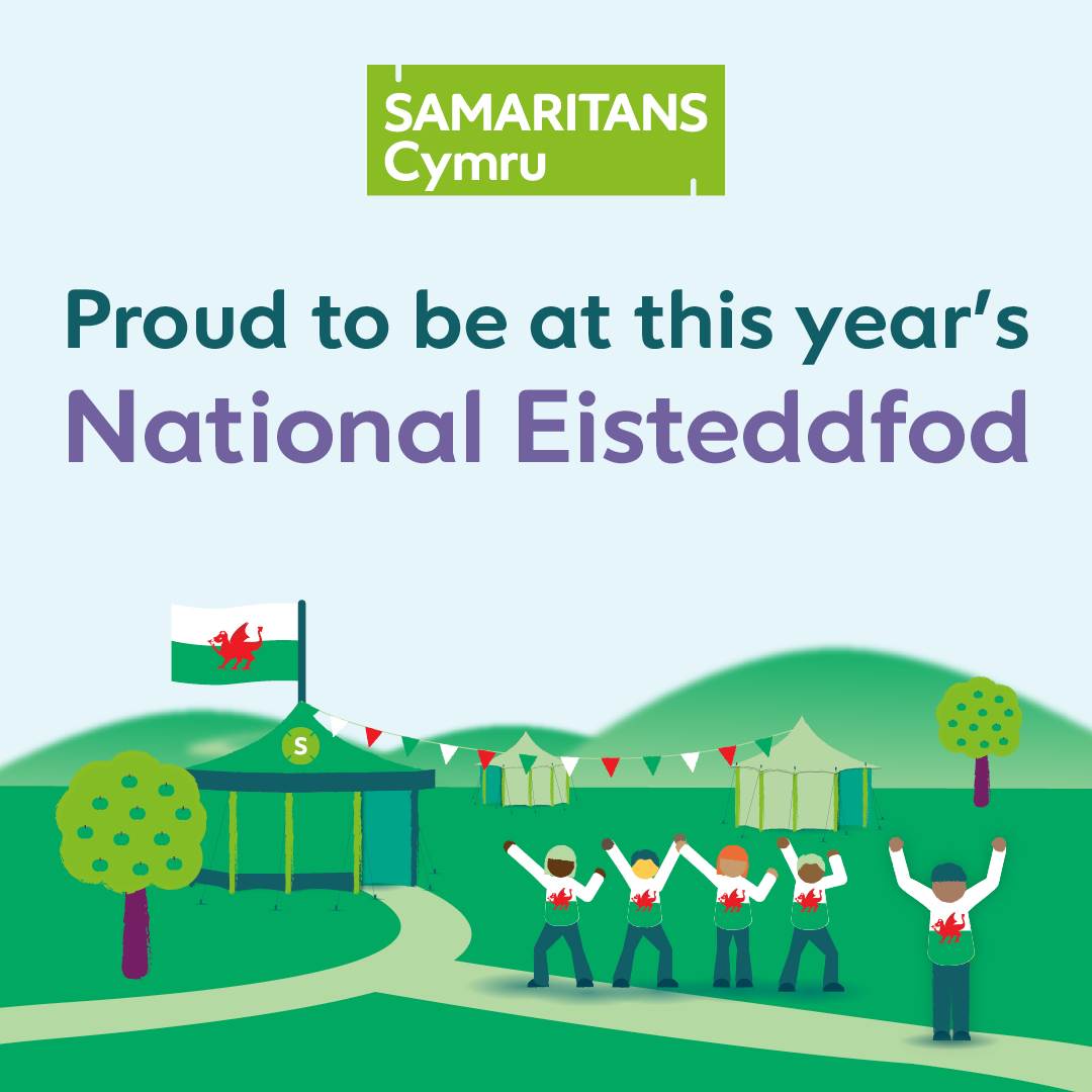SamaritansCymru's tweet image. We’re so proud to be part of this year’s #NationalEisteddfod! 

Our volunteers will be there all week raising awareness of our services and offering emotional support to anyone who might be struggling to cope. 

In Welsh or English, we’re here to listen 💚 

@Eisteddfod