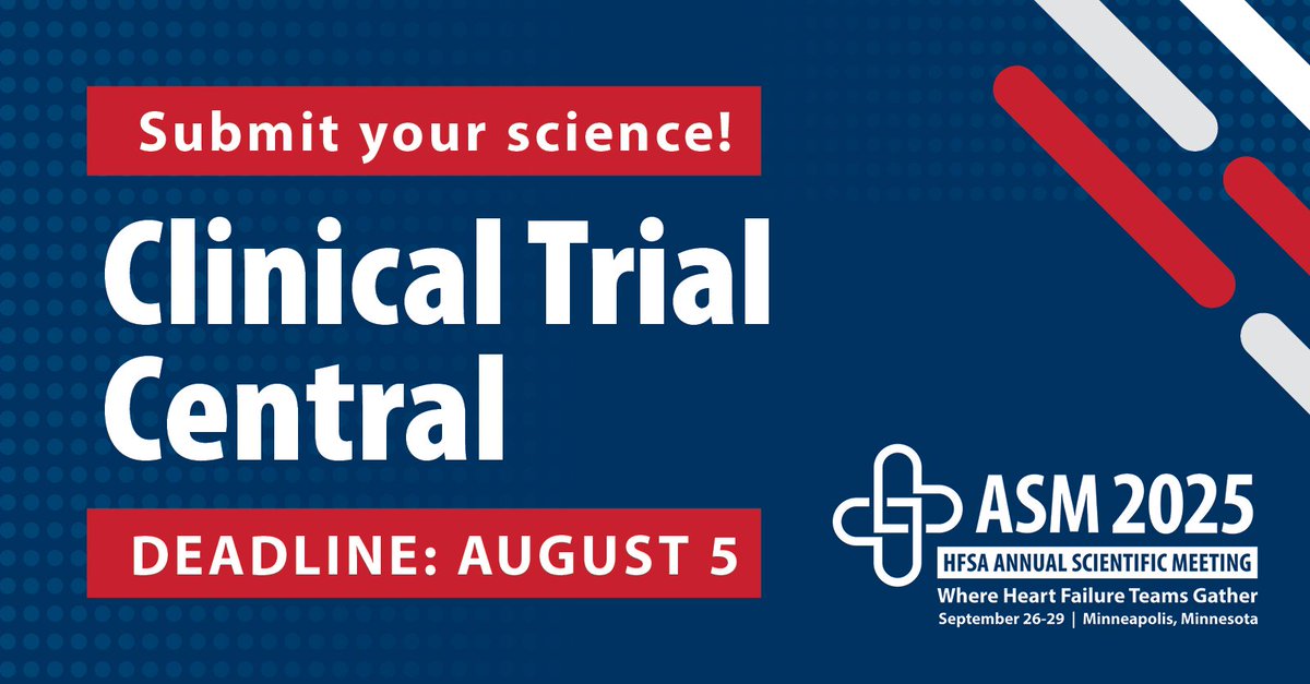 HFSA's tweet image. Are you leading a randomized trial, registry, or first-in-human study on novel heart failure therapies? Clinical Trial Central is your platform to connect with peers, share your data, and recruit new sites or participants.
Showcase your science. Expand your reach. Drive…
