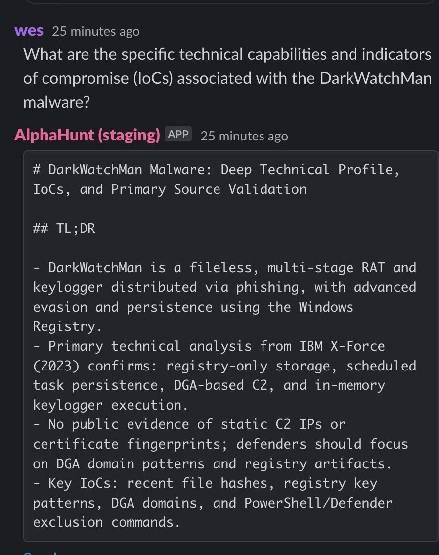 alphahunt_io's tweet image. 🕵️ DarkWatchMan is ghosting Russian banks—Hive0117 drops PowerShell in RAM, registry persistence, zero files on disk. Your AV = doorstop. 

Full teardown &amp;amp; hunt kit 👉 blog.alphahunt.io/darkwatchman-a… Read &amp;amp; subscribe. 🔥🚨 

#AlphaHunt #CyberSecurity #FilelessMalware #CTI