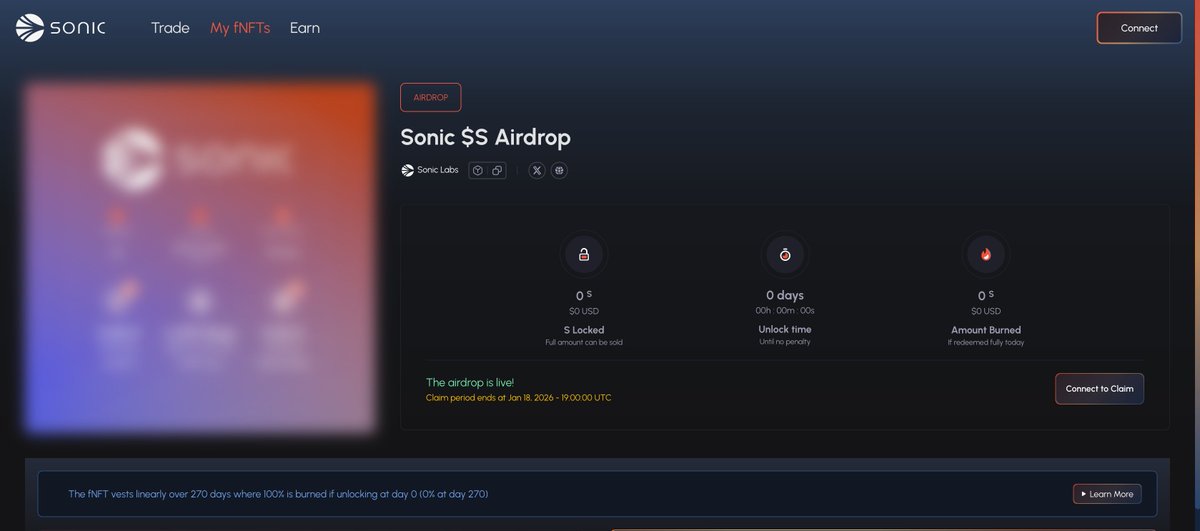 🚨 $S Airdrop alert:  Season 1 of 190,500,000 $S tokens to incentivize users of the Sonic ecosystem is now LIVE! 

Claim your first 25% of your $S airdrop now! 💥 

airdrop.paintswap.io

Just only 1st season, more are coming! 

#Sonic