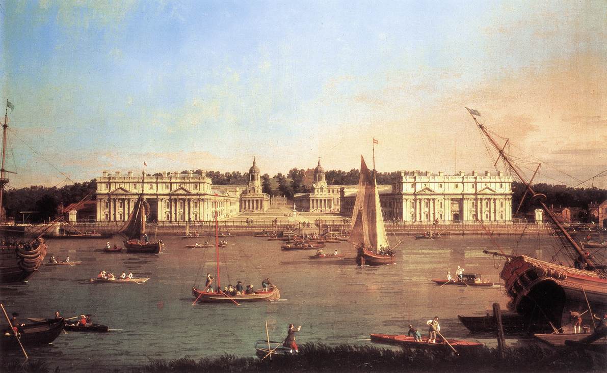 ArtistCanaletto's tweet image. London: Greenwich Hospital from the North Bank of the Thames #artbots #canaletto