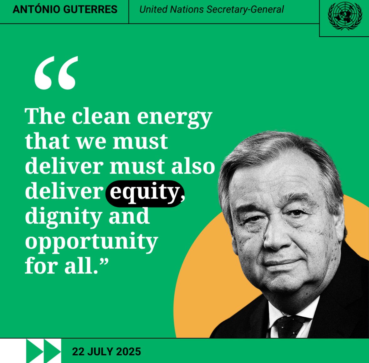 UNUINRA's tweet image. The Critical Moment of Opportunity speech by @antonioguterres(SG, @UN)
highlights the need for: “A future that is not only Green but Just.Not only Fast but Fair.Not only Transformative but Inclusive.”
Must Read Report🟢
Supercharging the new energy era:
un.org/sites/un2.un.o…