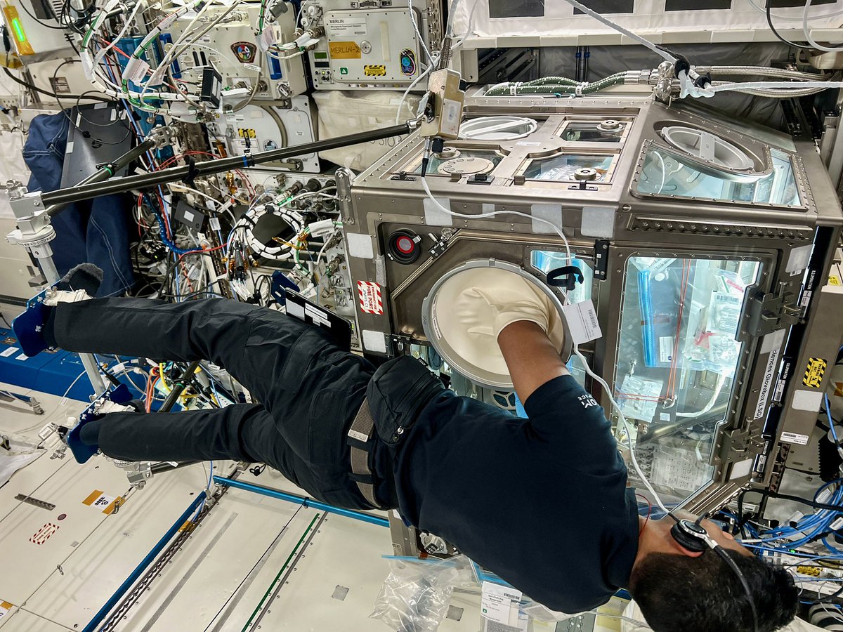 NewsIADN's tweet image. Group Captain Shubhanshu Shukla conducted several experiments in Microgravity onboard the #ISS including working in the LSG (Life Sciences Glovebox).