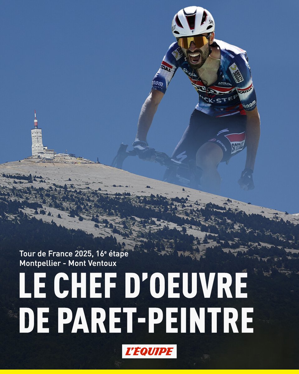 Valentin Paret-Peintre s'impose au sommet du Mont Ventoux, la première victoire française sur le Tour de France 2025 &gt; l.lequipe.fr/Zt0
