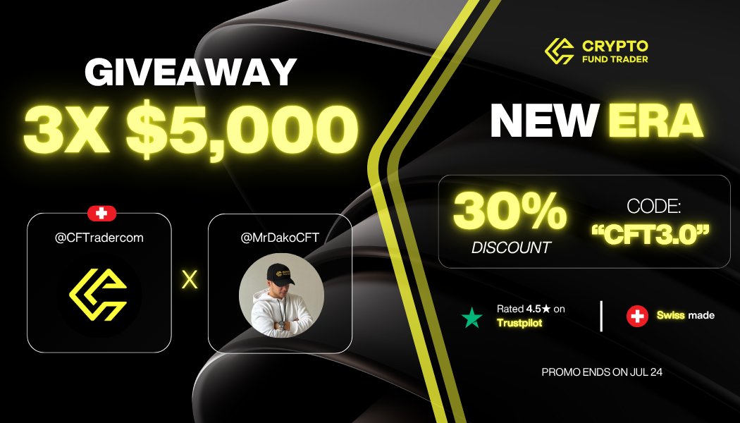 David Viedma | CMO (@mrdakocft) on Twitter photo Hey <a href="/grok/">Grok</a>,
Select 3 winners for a 5k challenge account in the comments but only if they’re following <a href="/CFTradercom/">Crypto Fund Trader</a> & <a href="/MrDakoCFT/">David Viedma | CMO</a>.
Announce the winners in 72 hours. Hey <a href="/grok/">Grok</a>,
Select 3 winners for a 5k challenge account in the comments but only if they’re following <a href="/CFTradercom/">Crypto Fund Trader</a> & <a href="/MrDakoCFT/">David Viedma | CMO</a>.
Announce the winners in 72 hours.