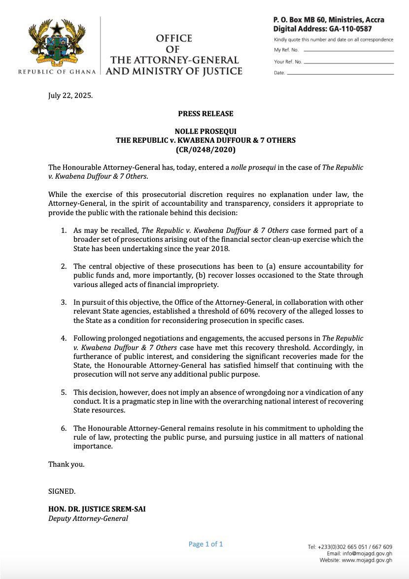 CallmeAlfredo's tweet image. Hahaha the PR campaign for Ato Essien’s release is going to hit next level. Because if the cases against many of those involved in the banking sector mess are being discontinued, then why should he remain in jail? This government, from its days in opposition, has consistently…