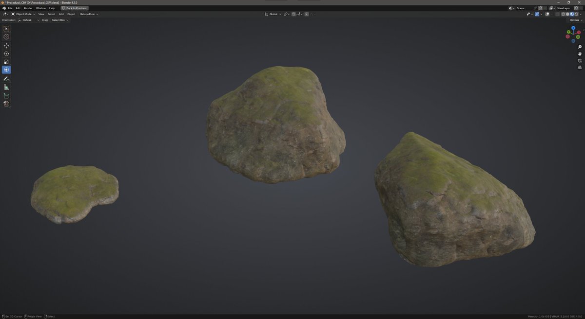 kogu20083's tweet image. Как то давно ничего не постил и захотелось просто  выкинуть свои идеи в мир. В последнее время раздумываю о большем использовании процедурных штук в пайплайне. Вот например камушки созданные с помощью #geometrynodes .