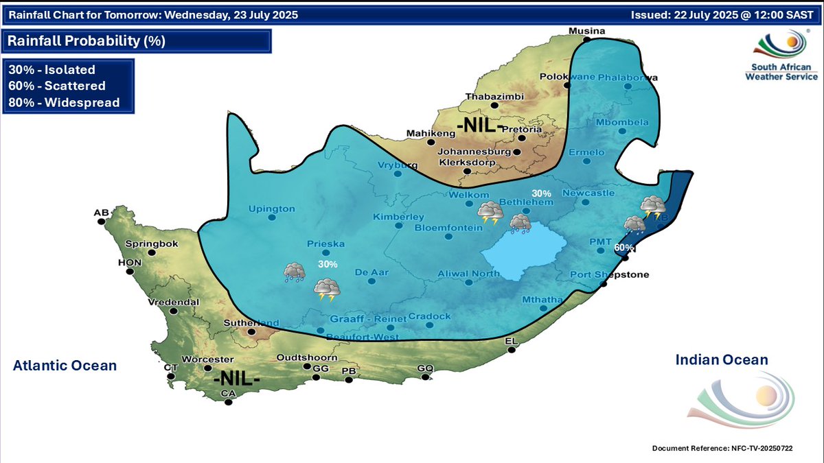 ️🥶️🌧️️️️🌤️️️️️ ️WEATHER UPDATE: A disruptive rainfall warning for KwaZulu-Natal on Wednesday and widespread fog. See snowreport.co.za for the full forecast #saws #saweather #forecast #weatherwarnings