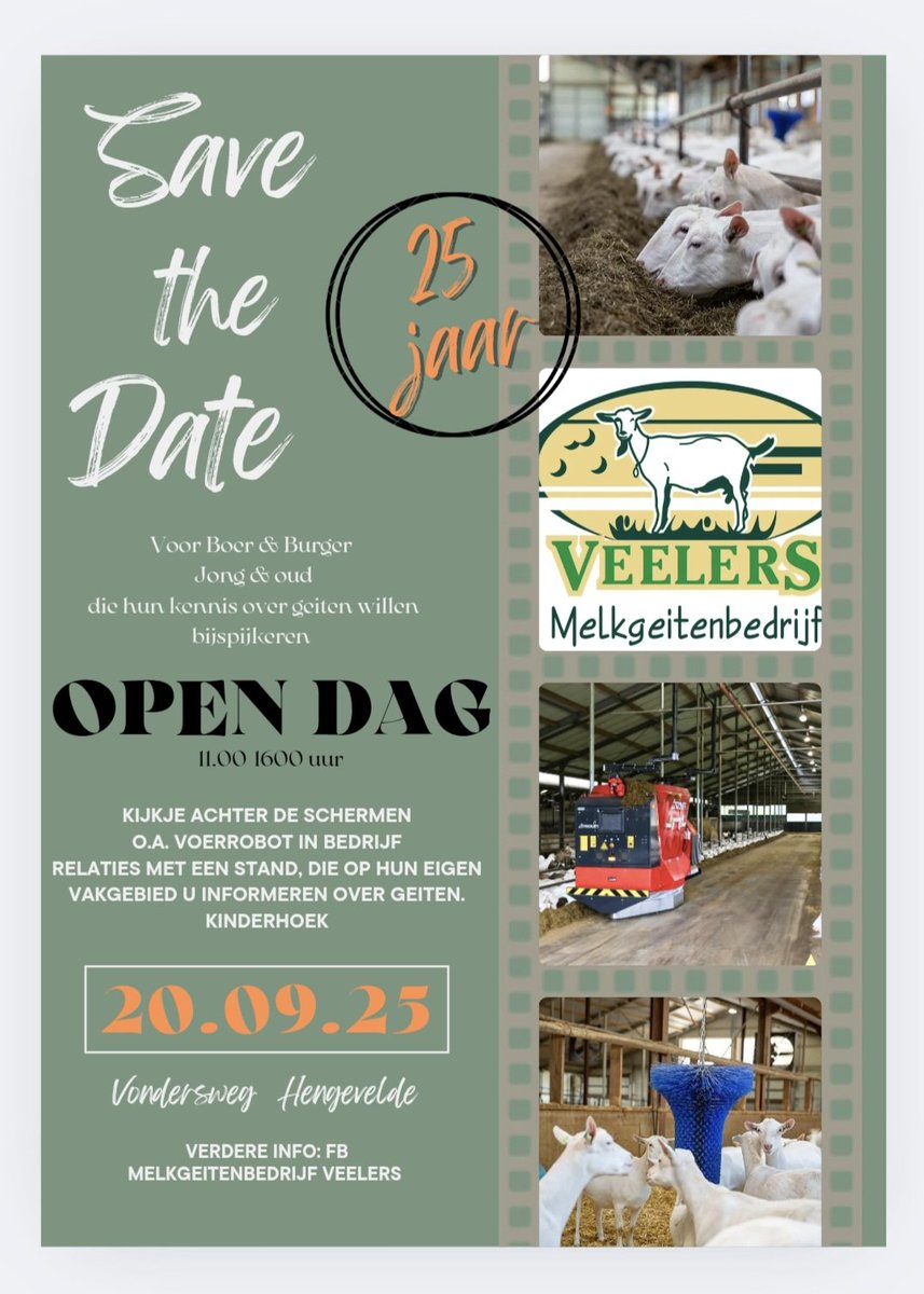 Noteer alvast in je agenda,  want jij komt toch ook..
Delen=lief!
#voerrobot #voerwinning #Fokkerij #Natuurbeheer #zuivel #drone #kinderhoek
#melkgeitenhouderij #boerentrots #opendag