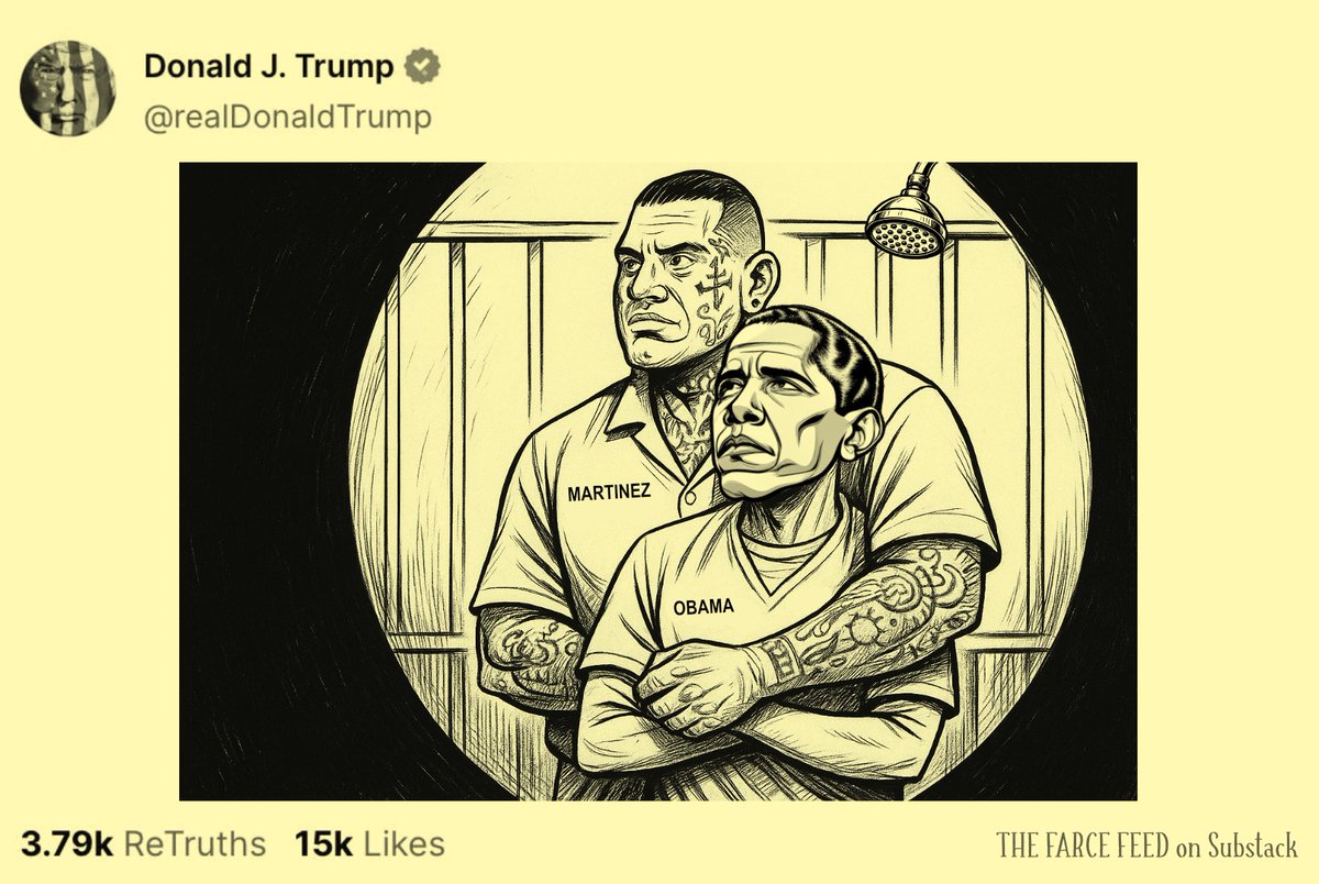 TheFarceFeed's tweet photo. Trump Vows "More AI Meme Posts" in Response to Obama-Russiagate Scandal
"That'll show 'em!"
Link in bio.
#ObamaExposed #obamatreason https://t.co/cH7ddwJxkG