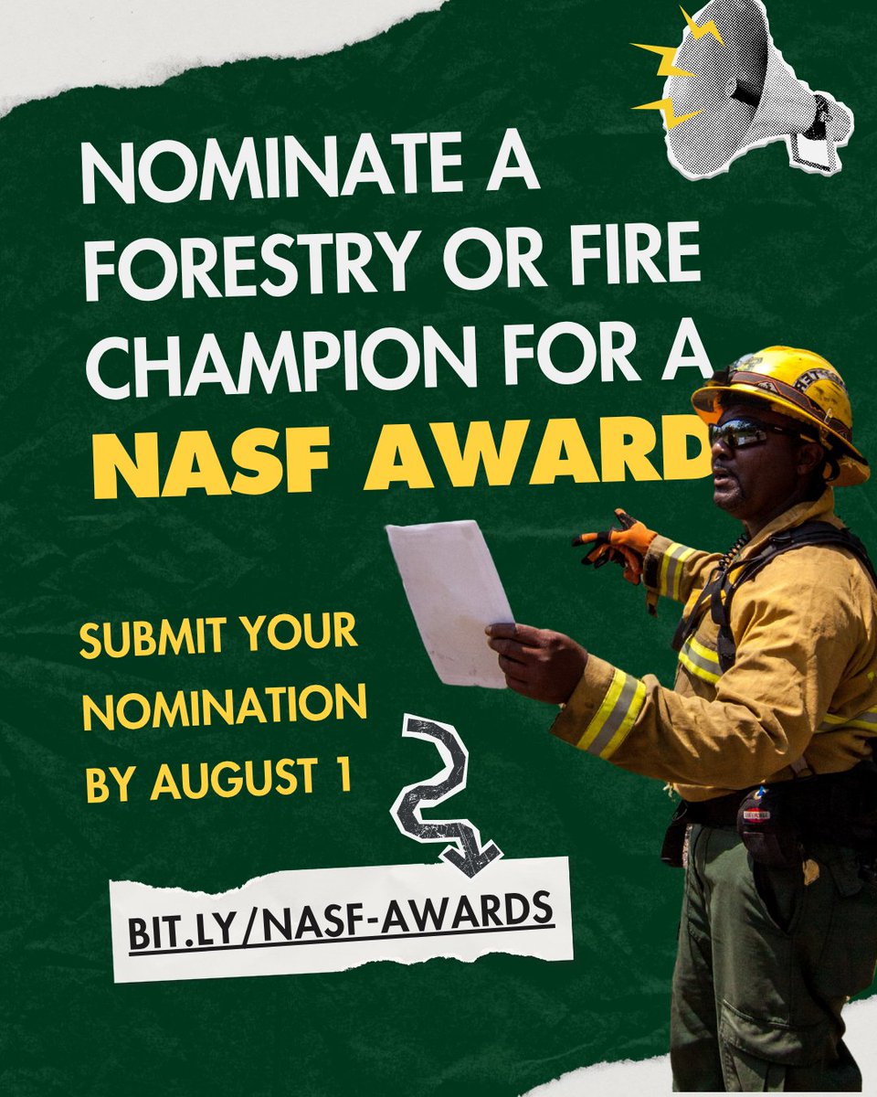 StateForesters's tweet image. We're still accepting nominations for 2025 NASF awards! These national level awards recognize excellence in various aspects of forestry including fire, urban forestry, public policy, and more.
Learn more and nominate your forestry hero here: bit.ly/nasf-awards