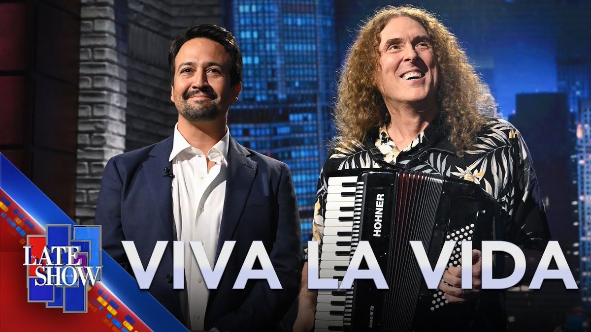 RockCellarMag's tweet image. Watch Lin-Manuel Miranda and “Weird Al” Yankovic Try to Cheer Up ‘The Late Show with Stephen Colbert’ Crowd with Some Coldplay rockcellarmagazine.com/stephen-colber…