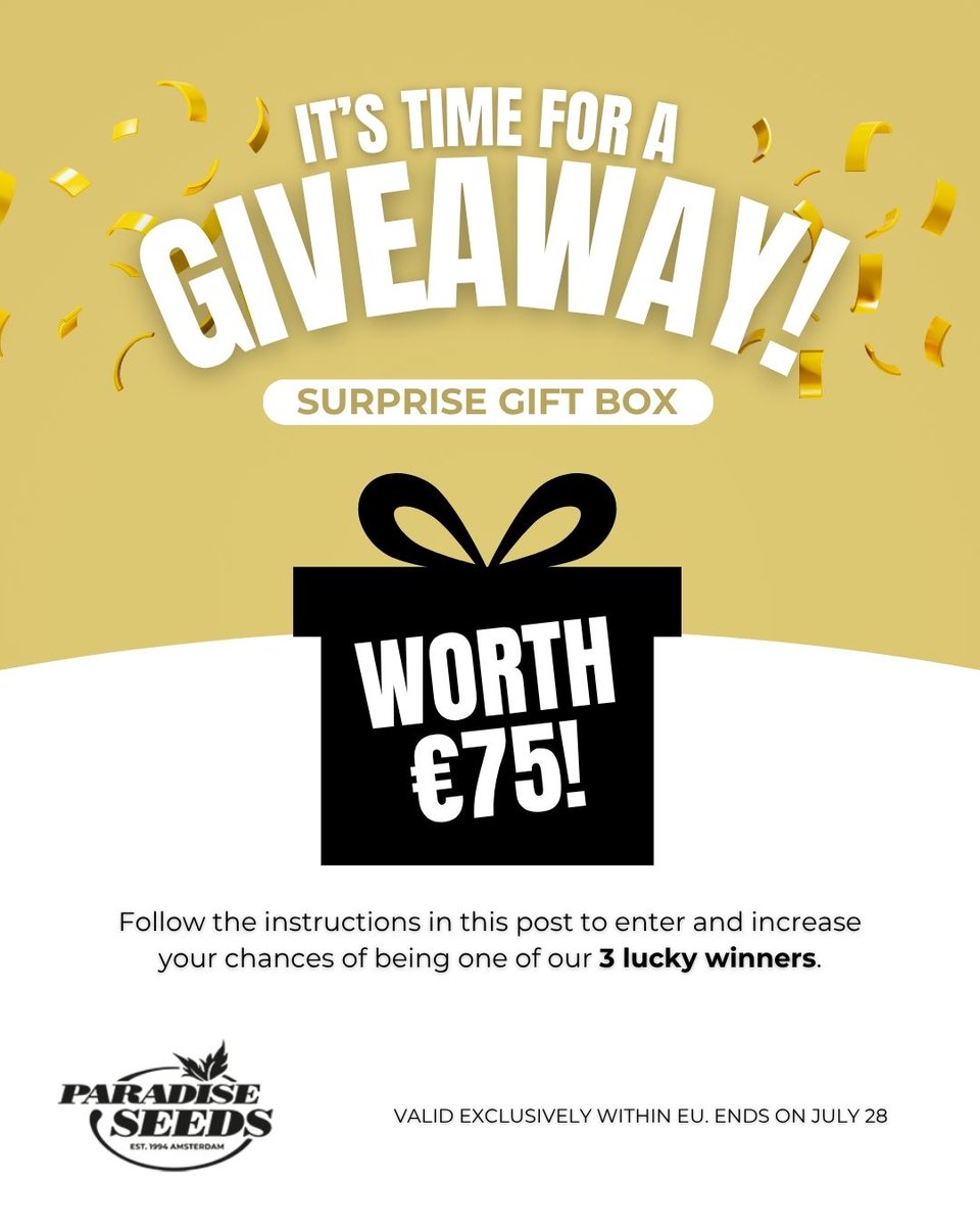 🔥 We’re dropping a SURPRISE BOX to 3 lucky winners 🎁🎉
Instagram exclusive – don’t miss it!

👉 Enter here: instagram.com/paradiseseeds.…
🔁 Like + RT this post to boost your luck 🍀

Good luck, Paradise fam! 💚