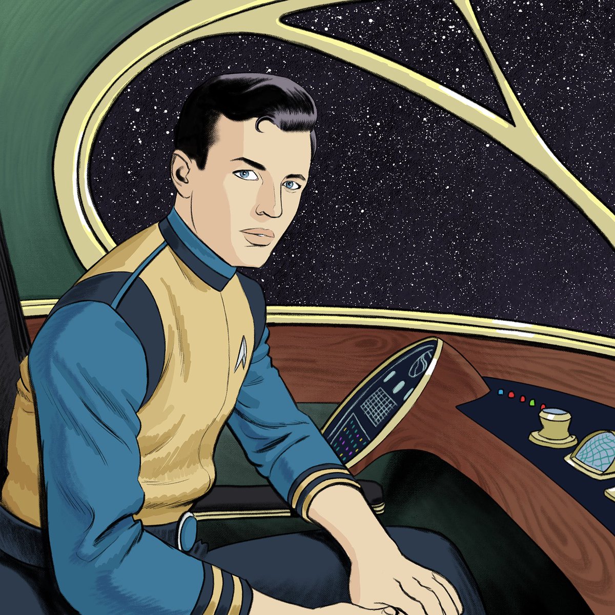 MalachiWard's tweet image. Ensign Pike.
A little style idea that popped into my head while watching the new season of SNW - since TOS is infused with 1960’s style, would Pike’s early Starfleet years be art deco futuristic?