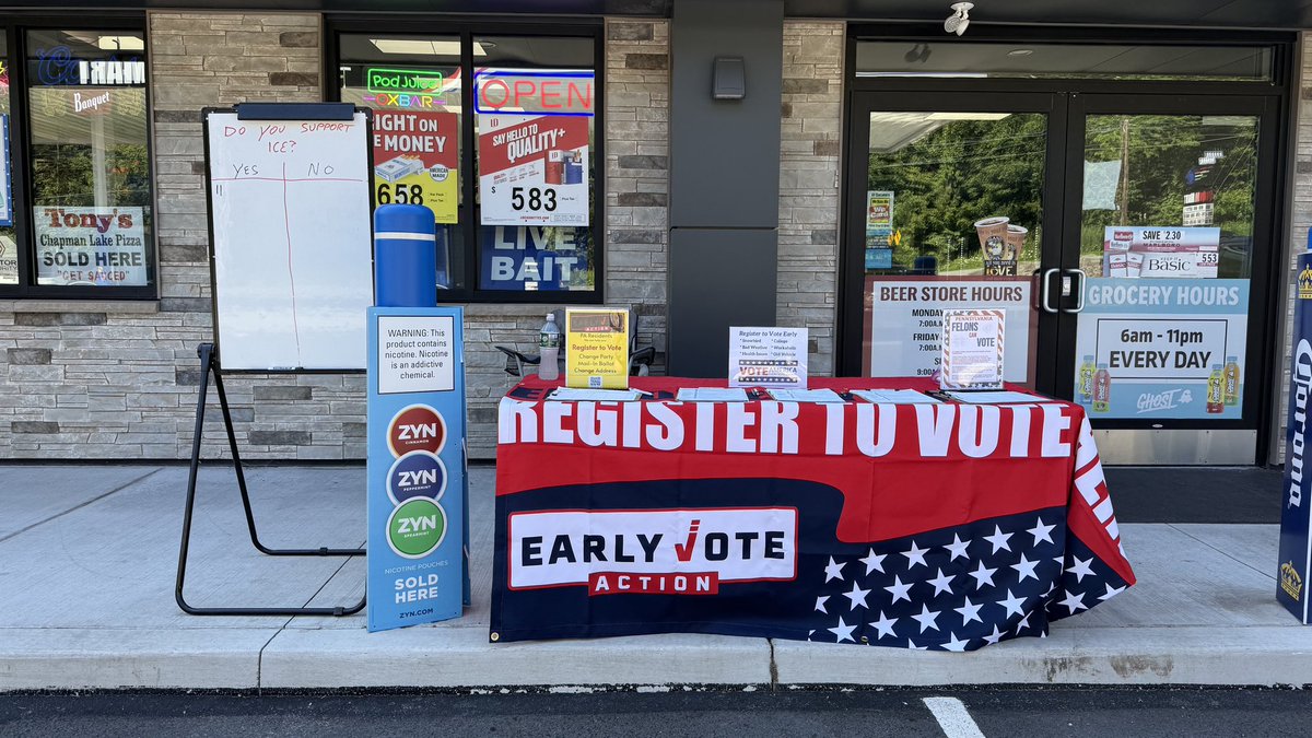 cooch's tweet image. We are setup at Qwik Mart in Lake Ariel, PA today!
1242 Hamlin Hwy, Lake Ariel, PA 18436
C’mon Down!
- Registering Voters
- Changing Party to Republican
- Commit to Vote
- Become a Volunteer
Vote NO on Supreme Court Retention
@ScottPresler @EarlyVoteAction @Ginagina822…