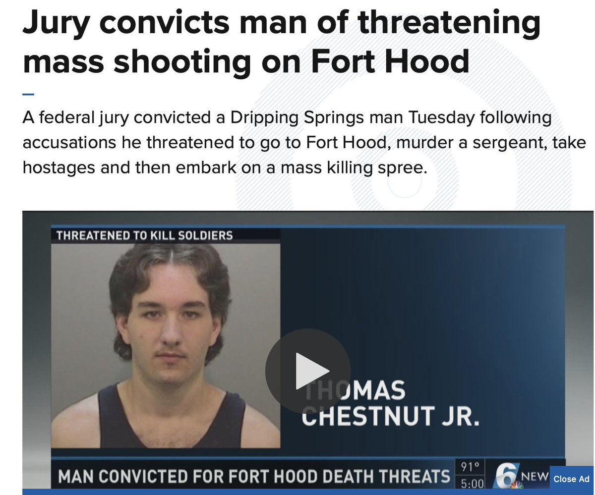 AustinJustice's tweet image. AUSTIN MAN who once threatened mass violence now facing felony DWI assault charge
Thomas Chestnut looks to be the same guy who threatened a mass kil*ing at Fort Hood in 2017, saying he'd sho*t soldiers and take hostages.
In 2023, he was arrested for choking a family member and…