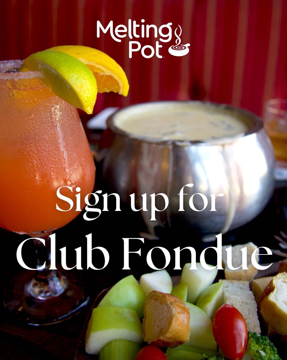 MeltingPotOKC's tweet photo. Don't miss the action. Sign up for Club Fondue and get exclusive info about events, special menus, and Club Fondue ONLY discounts throughout the year! Join today and stay in the fondue loop at Melting Pot!

https://t.co/NK6J70nGIG https://t.co/T1qWHWB17t